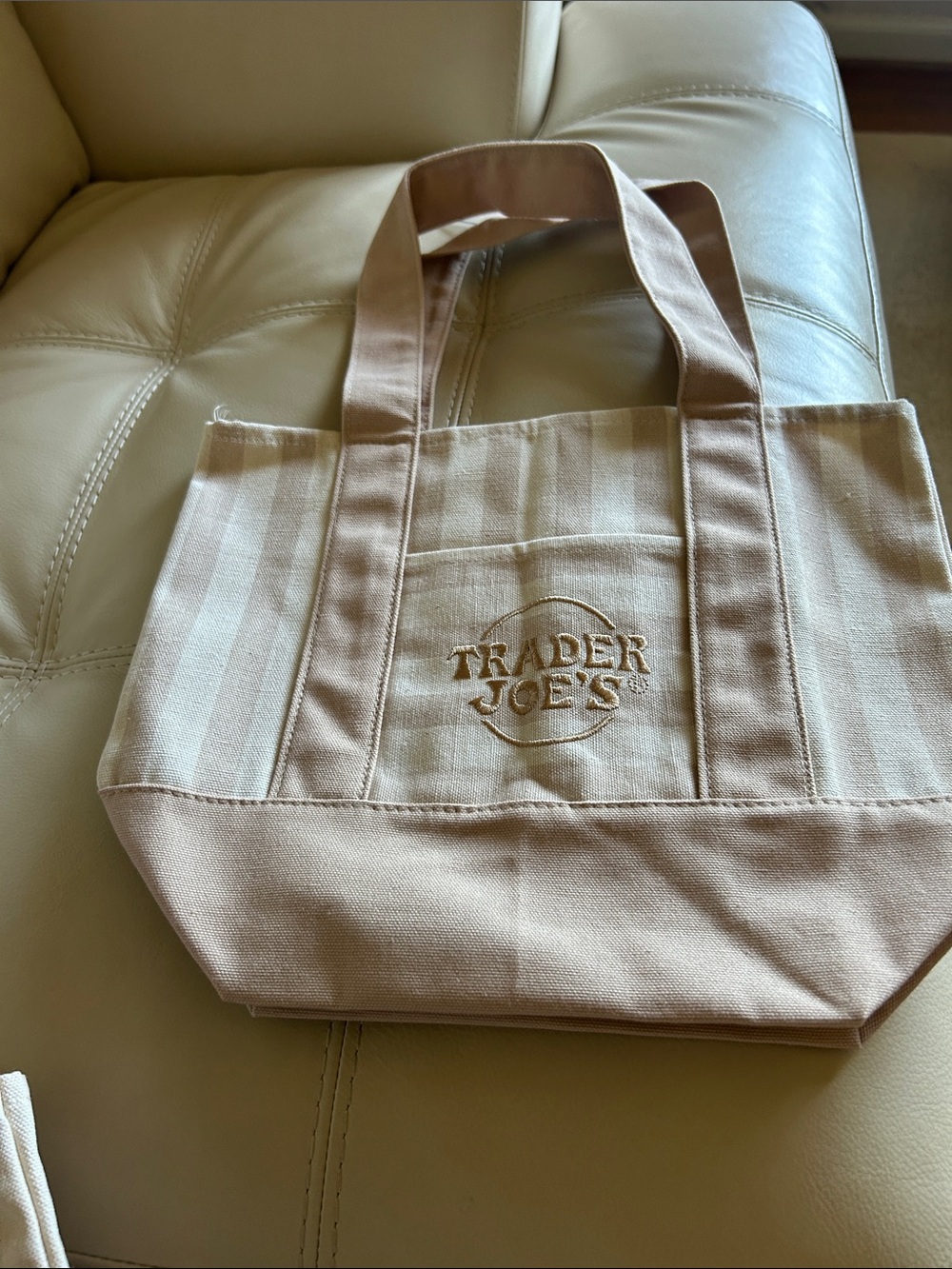 Trader Joe's Beige Canvas Tote Bag